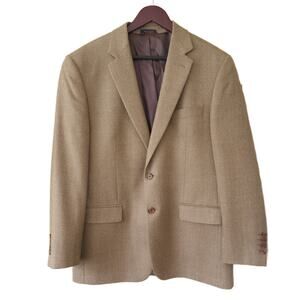 RALPH Lauren Men's Tan Birdseye 100% Wool Jacket Blazer Size 42R Sports Coat